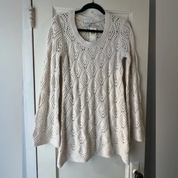 NWT Autumn Cashmere Wool Knit Crochet Dress M - Picture 7 of 9